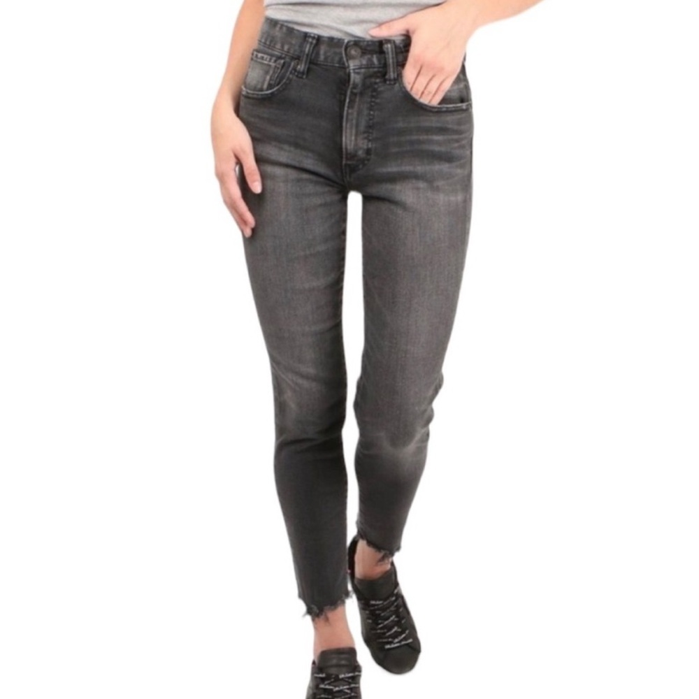 Moussy Vintage faded black skinny jeans with raw edge